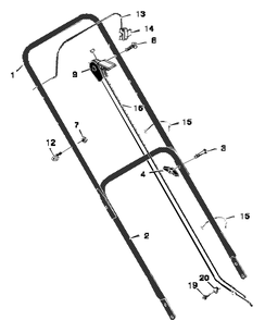 Handle Assembly Diagram and Parts List for 20405X192A 1997 Briggs and Stratton Lawn Mower